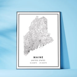 Maine, United States Modern Style Map Print 