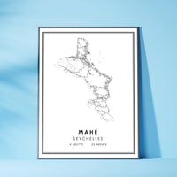 Mahe, Seychelles Modern Style Map Print 