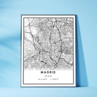Madrid, Spain Modern Style Map Print 