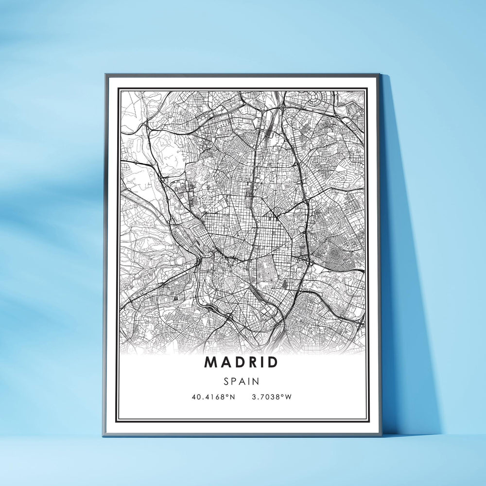 Madrid, Spain Modern Style Map Print 