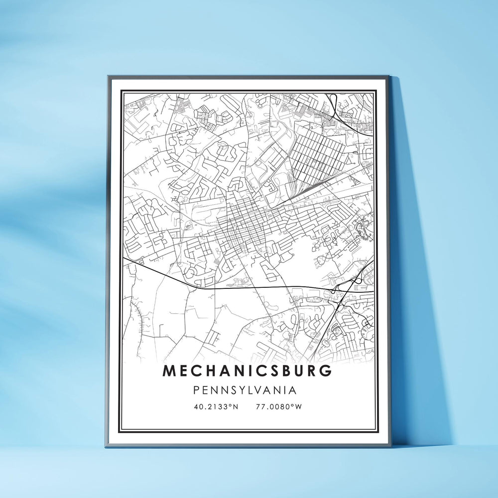 Mechanicsburg, Pennsylvania Modern Map Print 