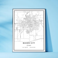 Mason City, Iowa Modern Map Print 