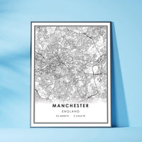 
              Manchester, England Modern Style Map Print 
            