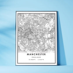 Manchester, England Modern Style Map Print 