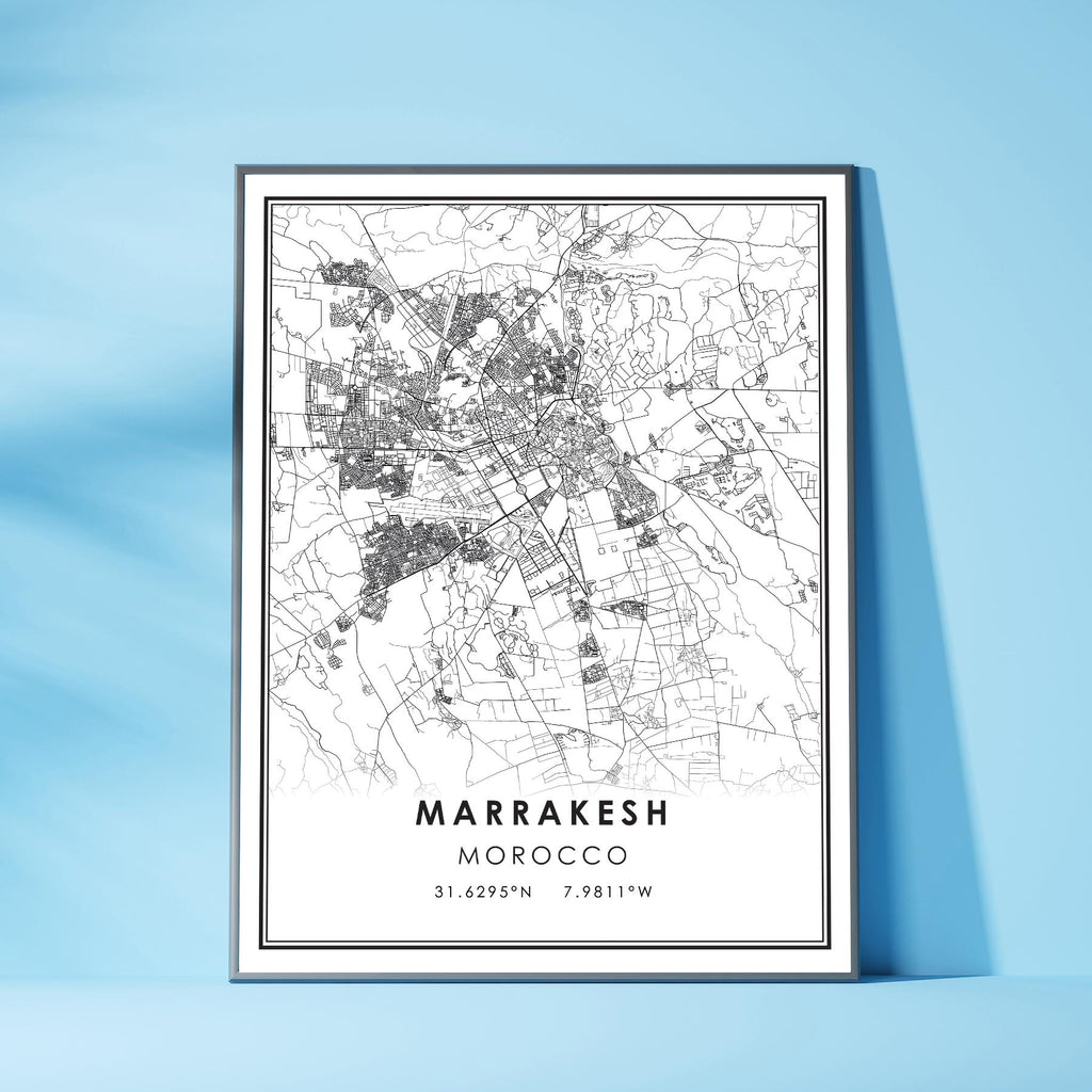 Marrakesh, Morocco Modern Style Map Print 