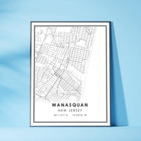 Manasquan, New Jersey Modern Map Print