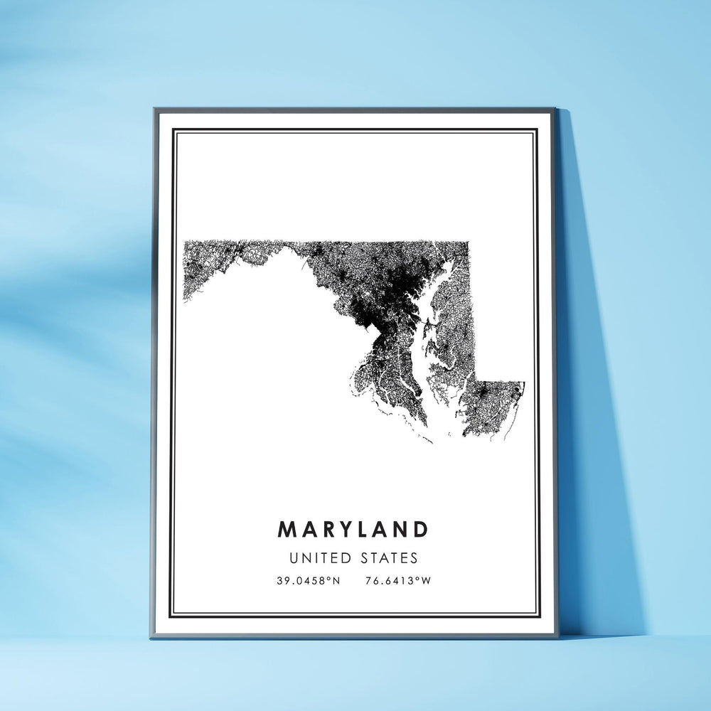 Maryland, United States Modern Style Map Print 