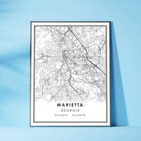 Marietta, Georgia Modern Map Print 