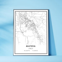 Matera, Italy Modern Style Map Print 