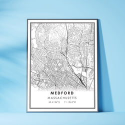 Medford, Massachusetts Modern Map Print