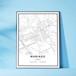 Maniago, Italy Modern Style Map Print 