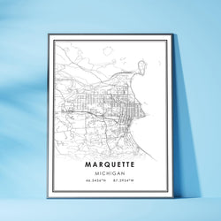 Marquette, Michigan Modern Map Print 