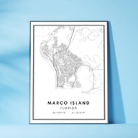 Marco Island, Modern Map Print 