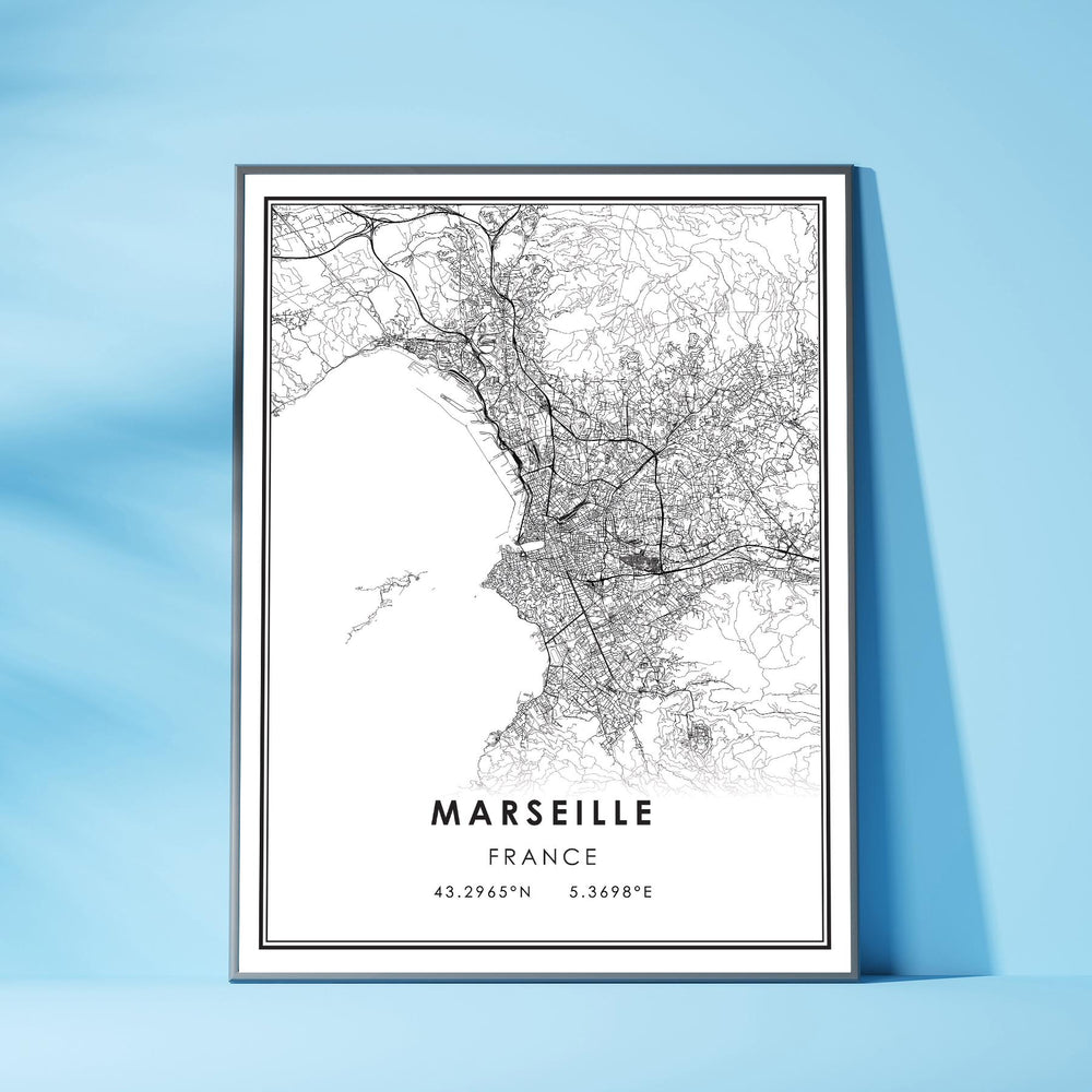 Marseille, France Modern Style Map Print