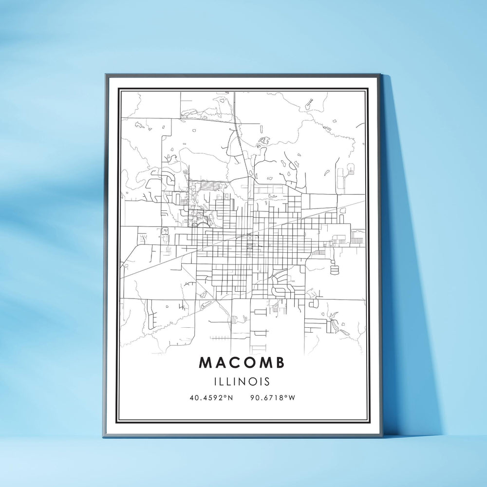 Macomb, Illinois Modern Map Print 