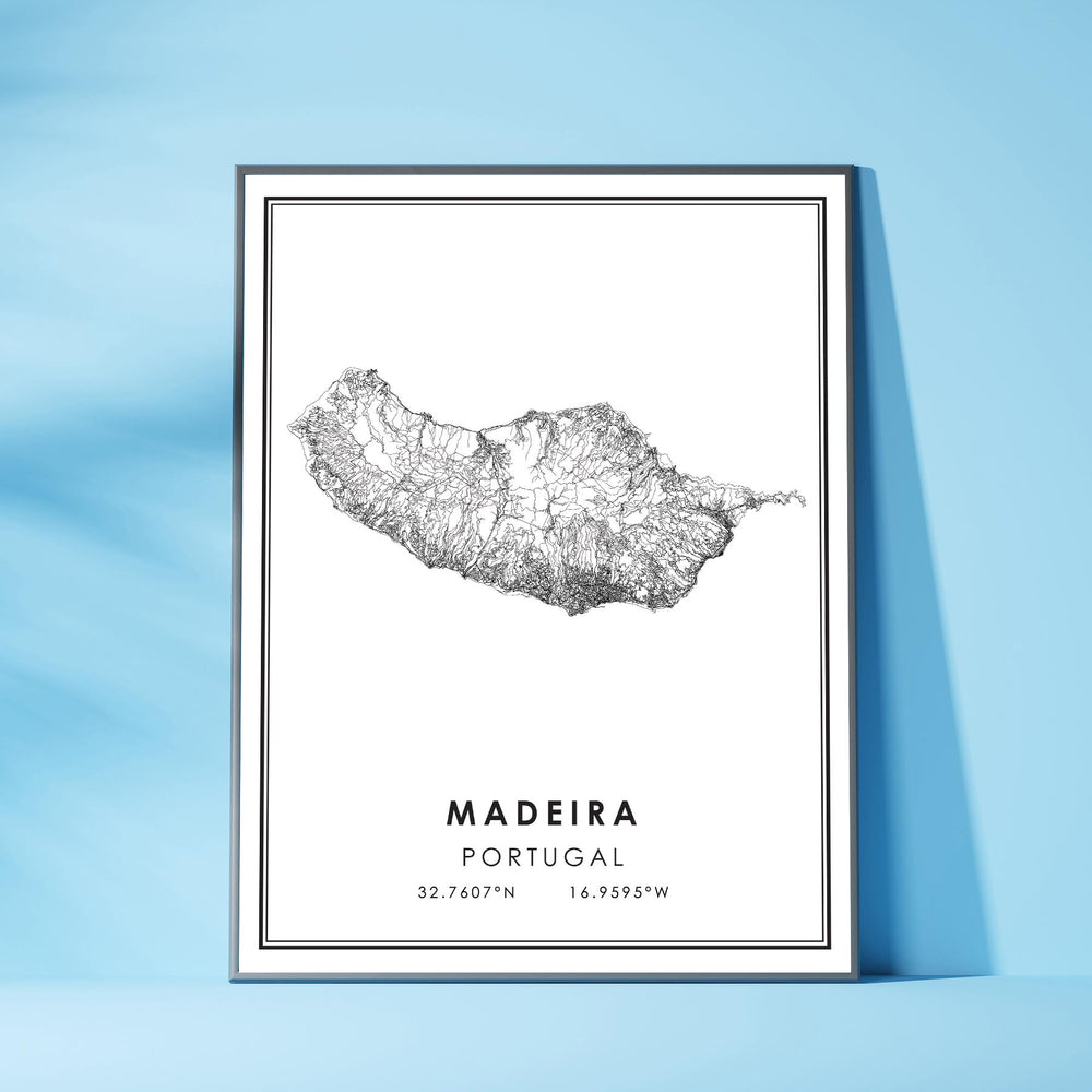 Madeira, Portugal Modern Style Map Print 