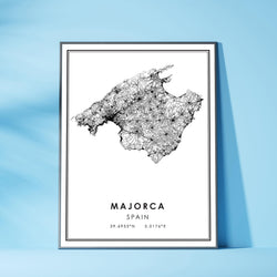 Majorka, Spain Modern Style Map Print 