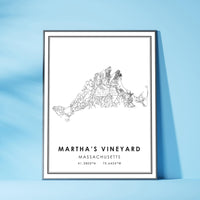 
              Martha's Vineyard, Massachusetts Modern Map Print 
            