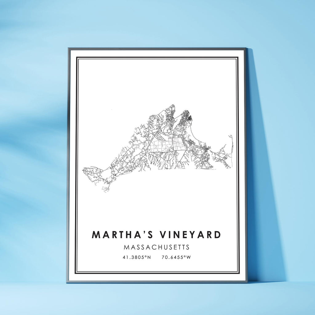 Martha's Vineyard, Massachusetts Modern Map Print 