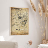 
              Beaumont, Texas Vintage Style Map Print 
            