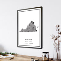 Virginia, United States Modern Style Map Print