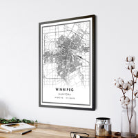 Winnipeg, Manitoba Modern Style Map Print