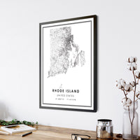 Rhode Island, United States Modern Style Map Print 