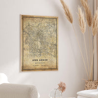
              Ann Arbor, Michigan Vintage Style Map Print 
            