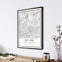 
              East York, Toronto, Ontario Modern Style Map Print 
            