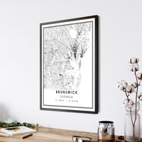 Brunswick, Georgia Modern Map Print 