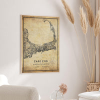 
              Cape Cod, Massachusetts Vintage Style Map Print 
            