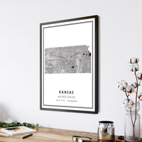 
              Kansas, United States Modern Style Map Print 
            