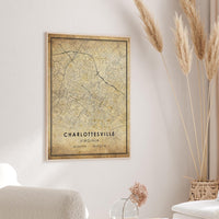 
              Charlottesville, Virginia Vintage Style Map Print 
            