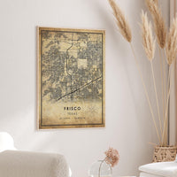 
              Frisco, Texas Vintage Style Map Print 
            