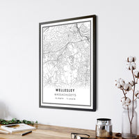 
              Wellesley, Massachusetts Modern Map Print 
            