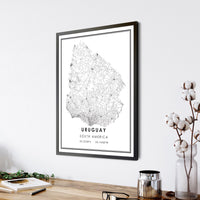 
              Uruguay, South America Modern Style Map Print 
            