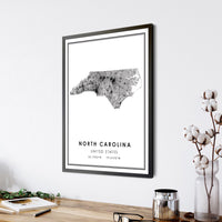 
              North Carolina, United States Modern Style Map Print 
            