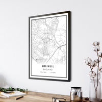 
              Solihull, England Modern Style Map Print 
            