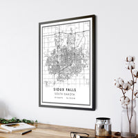 Sioux Falls, South Dakota Modern Map Print 
