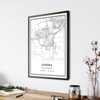 Verona, Wisconsin Modern Map Print 