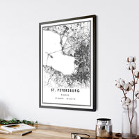 
              St. Petersburg, Russia Modern Style Map Print 
            