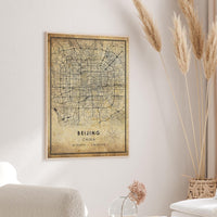 Beijing, China Vintage Style Map Print 