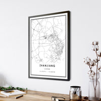 
              Zhanjiang, China Modern Style Map Print 
            