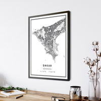 
              Dakar, Senegal Modern Style Map Print 
            