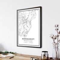 
              Narragansett, Rhode Island Modern Map Print 
            