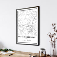 
              Possum Kingdom Lake, Texas Modern Map Print 
            