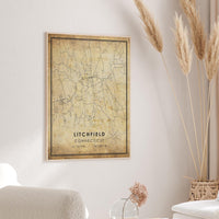 
              Litchfield, Connecticut Vintage Style Map Print 
            