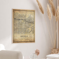 Arcadia, California Vintage Style Map Print 