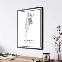 Argentina, South America Modern Style Map Print 