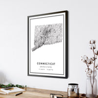 Connecticut, United States Modern Style Map Print 
